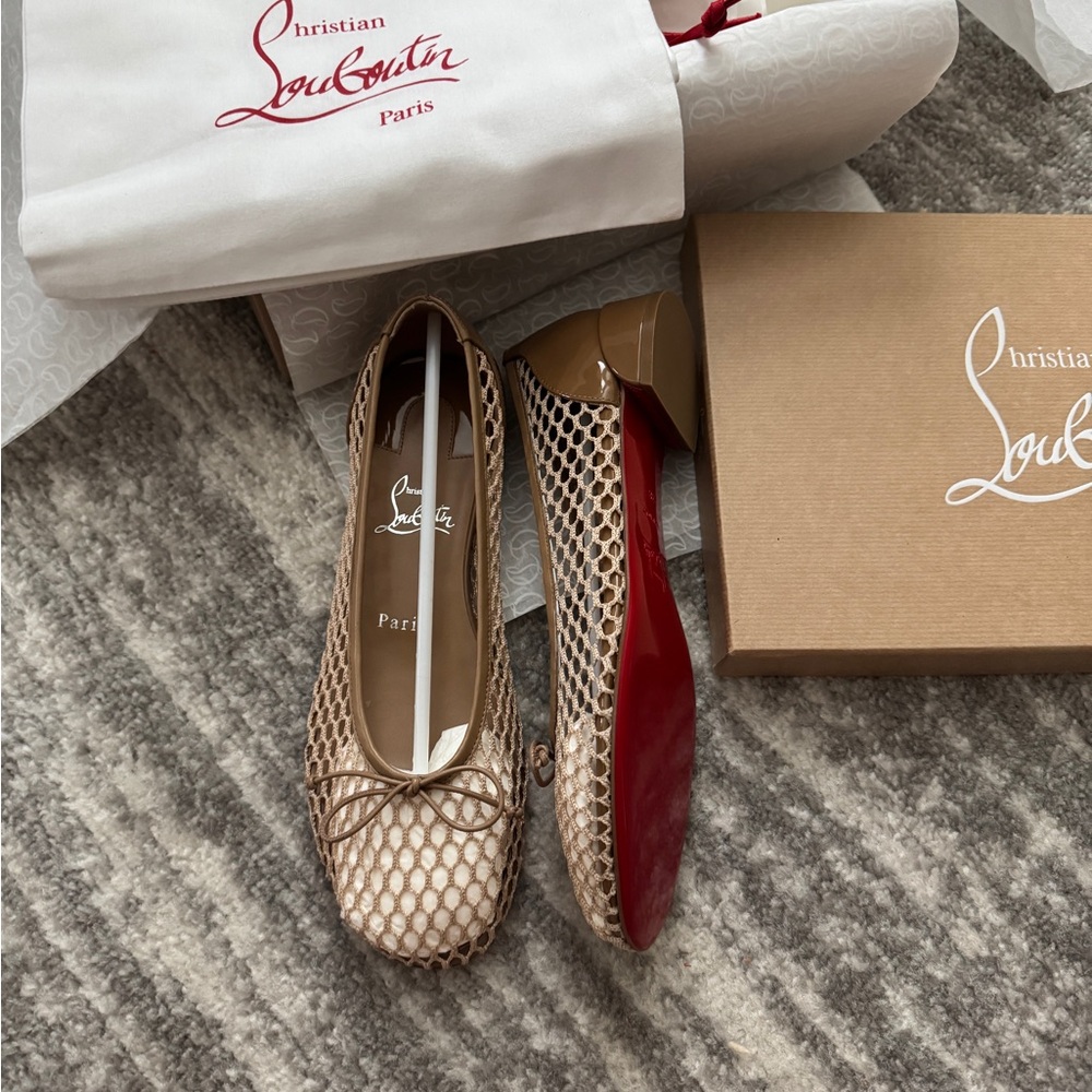 Christian Louboutin Beige sweetie Jane Mesh Ballet flats